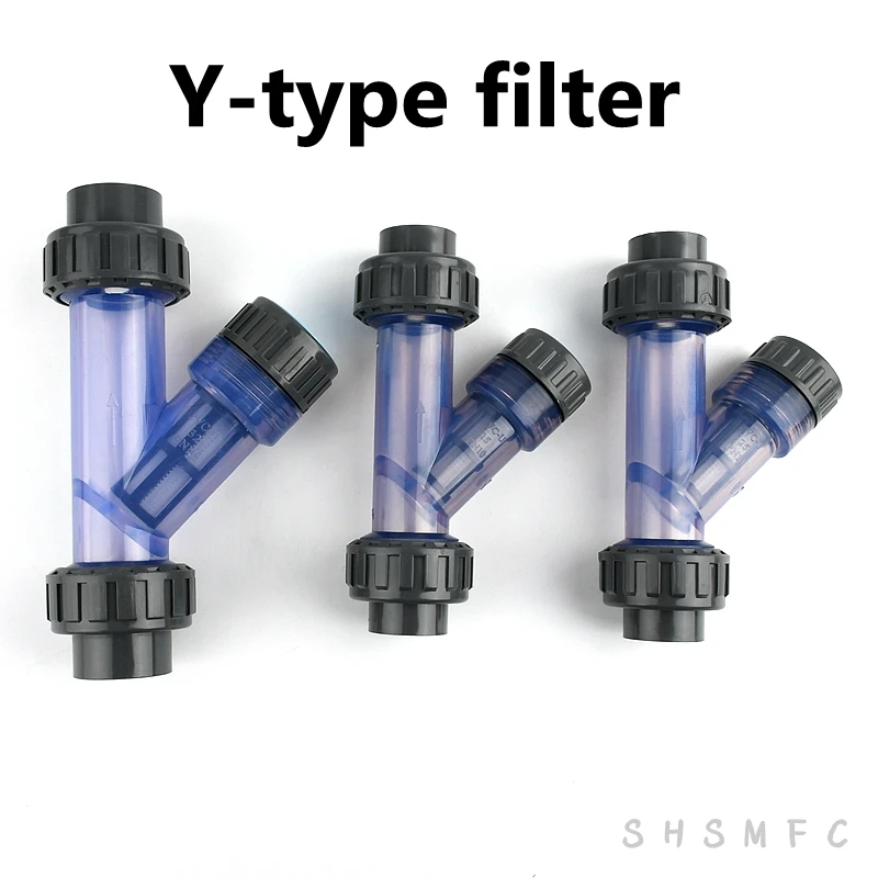 20mm~50mm Top-Grade UPVC Y-Type Filter Aquarium Tank Adapter Garden Irrigation Water Pipe Filters Coulping Fish Tank Accessories