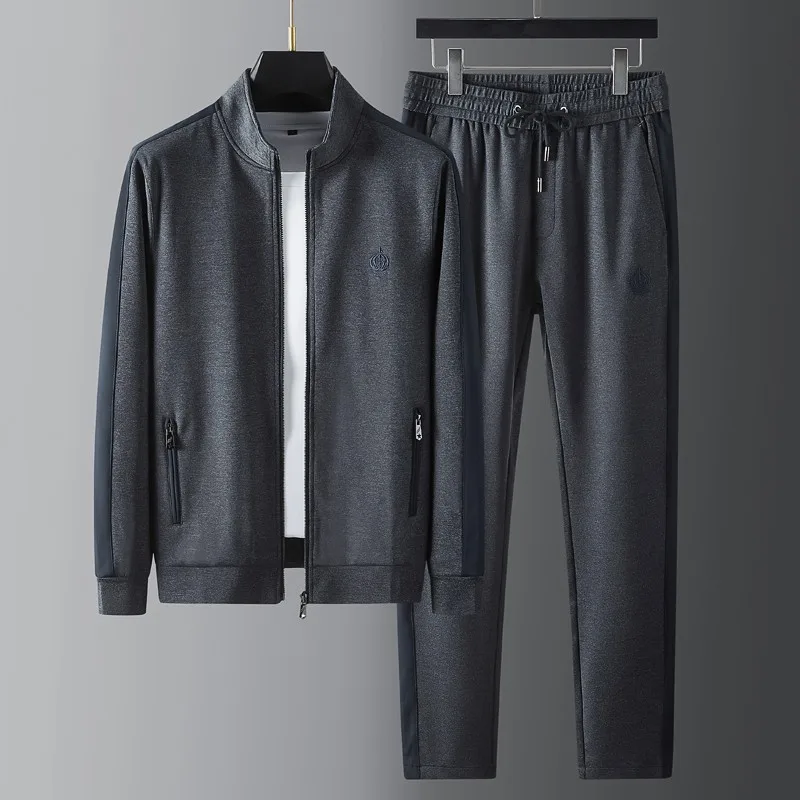 

2021 Autumn Winter Men's Sets (sweatshirts+pants) Luxury Sportt Casual Zipper Male Suits Slim Crown Embroidery Man Sets 4xl