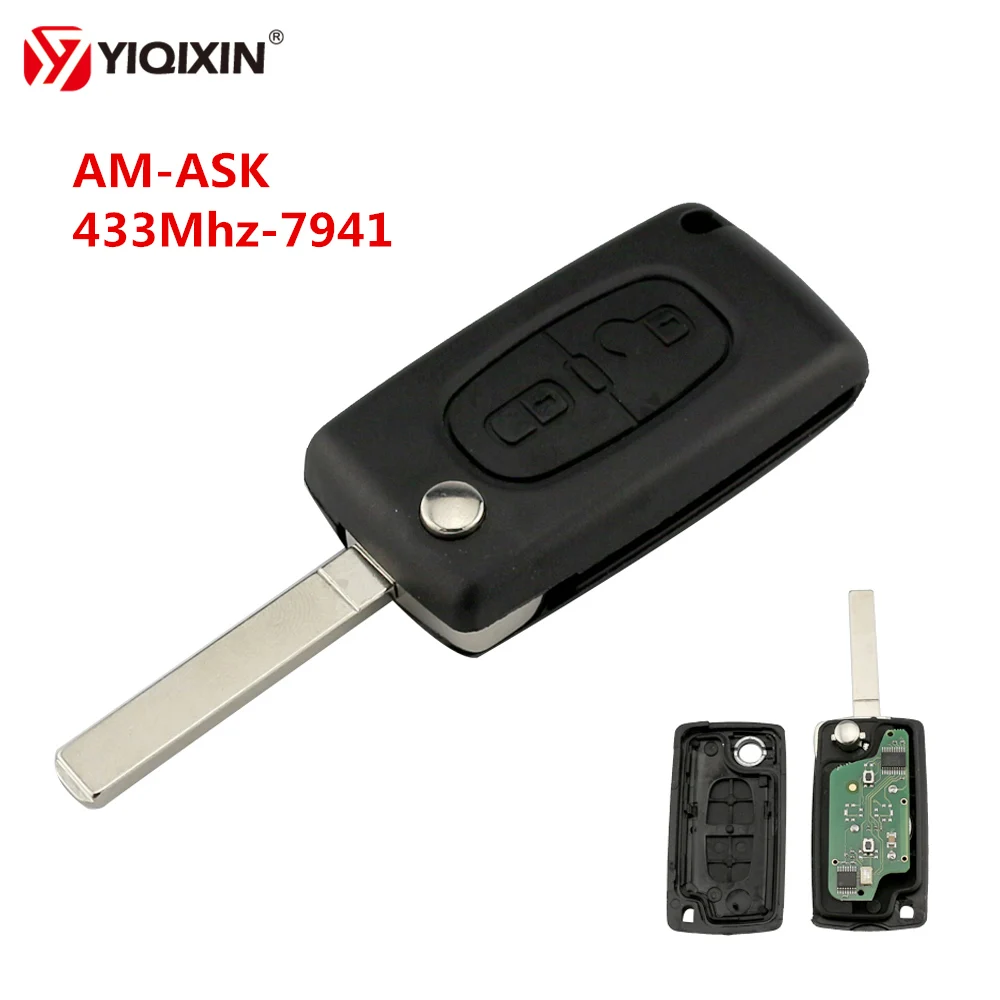 

YIQIXIN CE0523 Folding Flip Remote Key For Peugeot 307 3008 308 408 2 Button ASK Modulation VA2 ID46 PCF7941 Transponder Chip