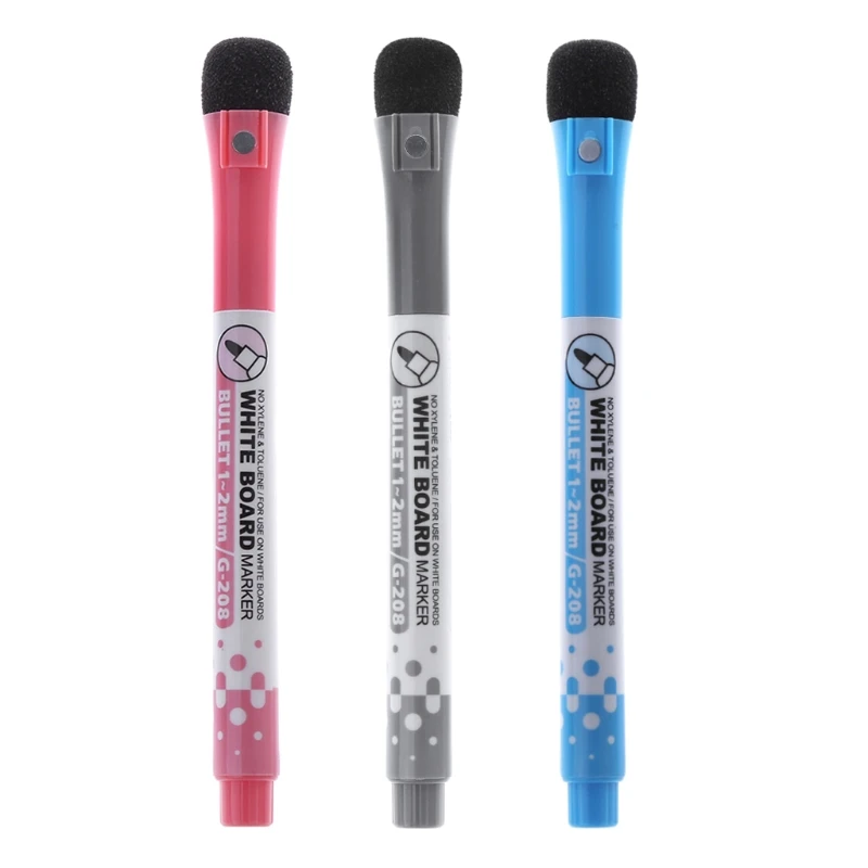 Magnetic Whiteboard Marker Pen Erasable Dry-Erase Ink Mark Sign With Eraser Hot M5TB