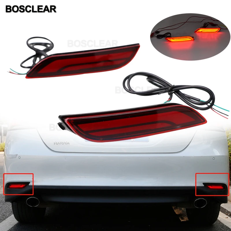 2pcs For Toyota Camry 2018 2019 Multi-functions Car Tail Light LED Rear Fog Lamp Bumper Light Auto Bulb Brake Light bosclear