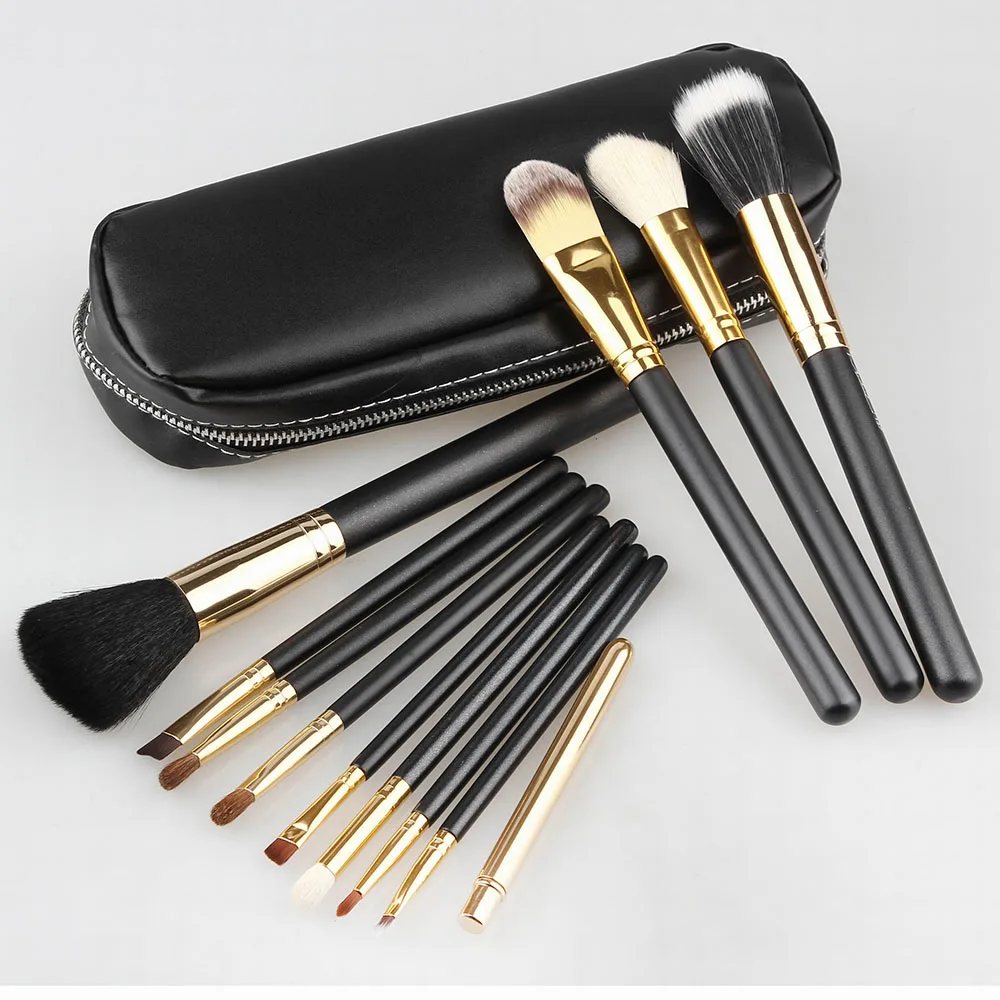 12pcs Makeup Brushes Set Professional Powder Foundation Blush Brush Cosmetic Beauty Tools Goat Hair with Zipper Case Bag