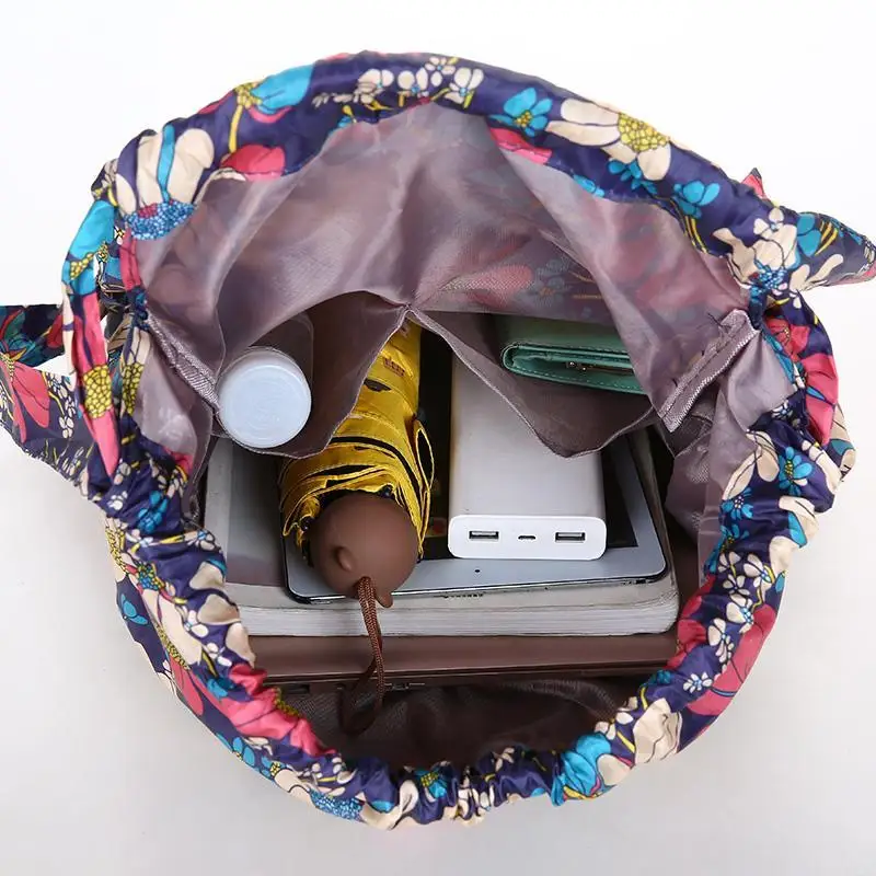 Mochila con cordón de flores para mujer, bolsa impermeable para entrenamiento al aire libre, gimnasio, playa, Oxford, 2019