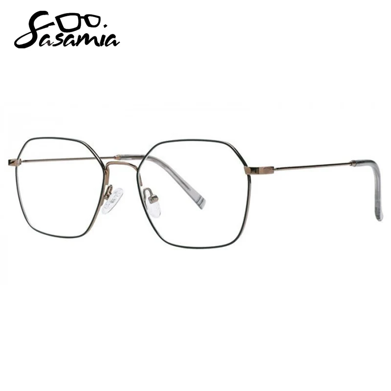 SASAMIA Blue Light Filter Glasses for Women Metal Geometric Ladies Spectacle Frames Optical Clear Lens Female Eyeglasses MW1019