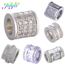 Juya Micro Pave Zircon Decorative Metal Charms Spacer Tube Beads For DIY Women Natural Stones Beadwork Jewelry Making
