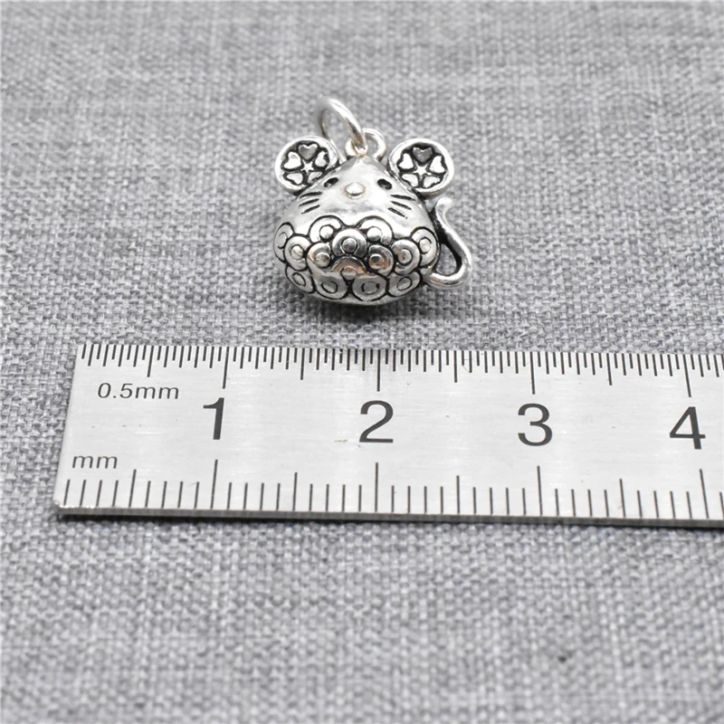 1 Piece of 925 Sterling Silver Flower Mouse Charms Hollow Animal Pendants for Necklace Bracelet
