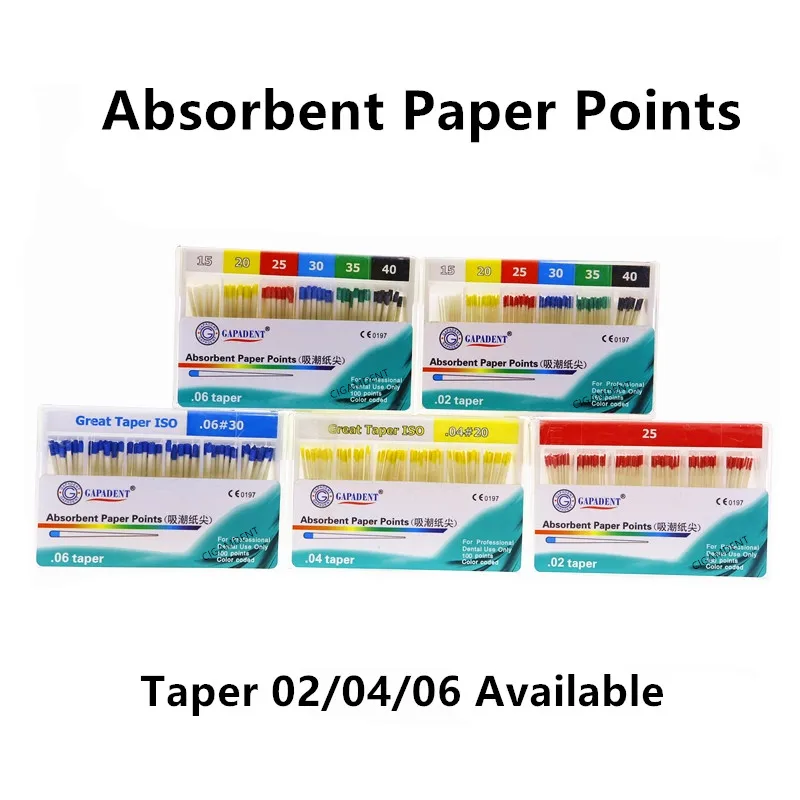 

5Box Dental Absorbent Paper Points Taper 02 04 06 #15 #20 #25 #30 #35 #40 #15-40 Mixed Endodontic Material