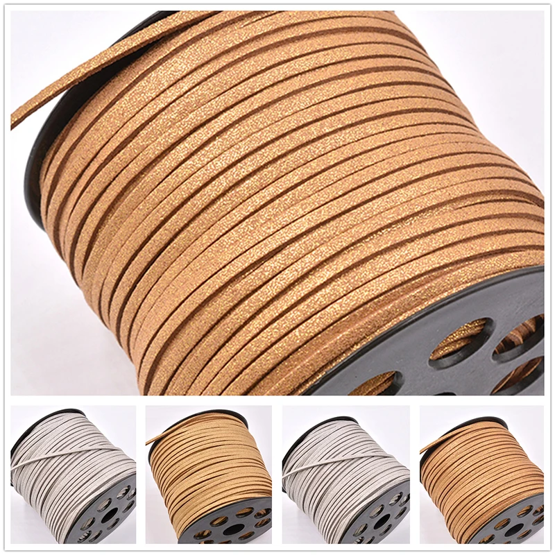 5meter/lot Shiny 3mm Double-sided Flat Faux Suede Braided Cord Korean Velvet Leather Beading Bracelet Cord for Jewelry Making