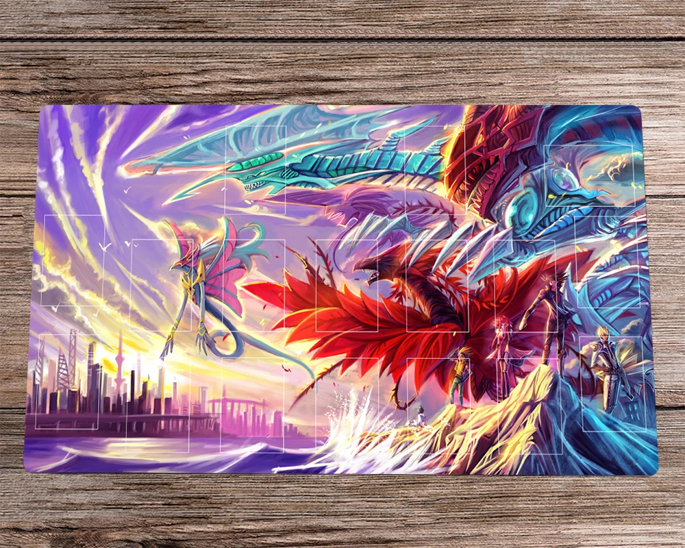 Yu-Gi-Oh! CCG TCG Playmat Anime Black Rose Dragon Trading Card Game Mat Zones & Bag Anti-slip Rubber Desk Pad Mousepad 60x35cm