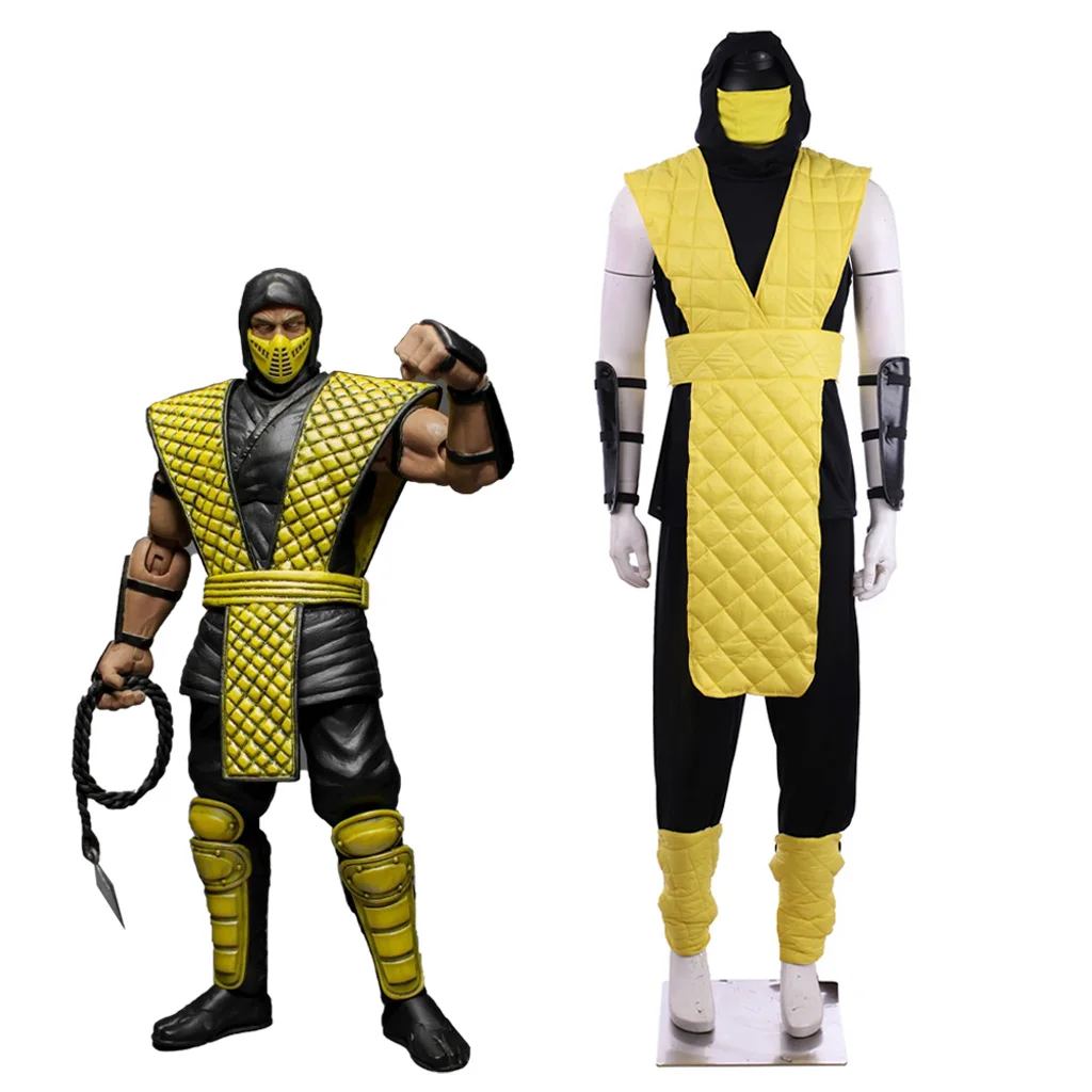 

Game Scorpion Costumes Cosplay Yellow Battle Combat Outfit Full Suit Halloween Carnival