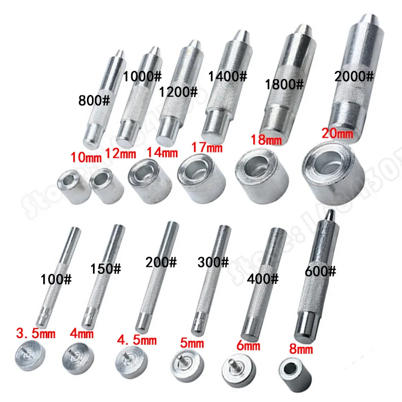 Free Shipping 100 set silver eyelet and Eyelet Punch Die Tool Set for Leather Craft Clothing Grommet Banner 3.5mm - 20mm