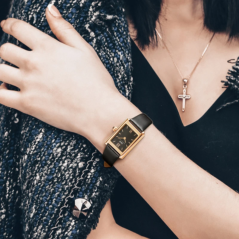 Fashion Square Switzerland Watches For Woman Luxury Brand IW Ultrathin Quartz Watch Sapphire Leather Waterproof Reloj Para Mujer