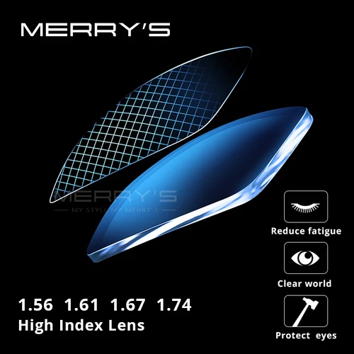 MERRYS lente de bloqueo de luz azul serie B2 1,56 1,61 1,67 gafas graduadas ópticas lentes para miopía hipermetropía lentes hmc delgadas