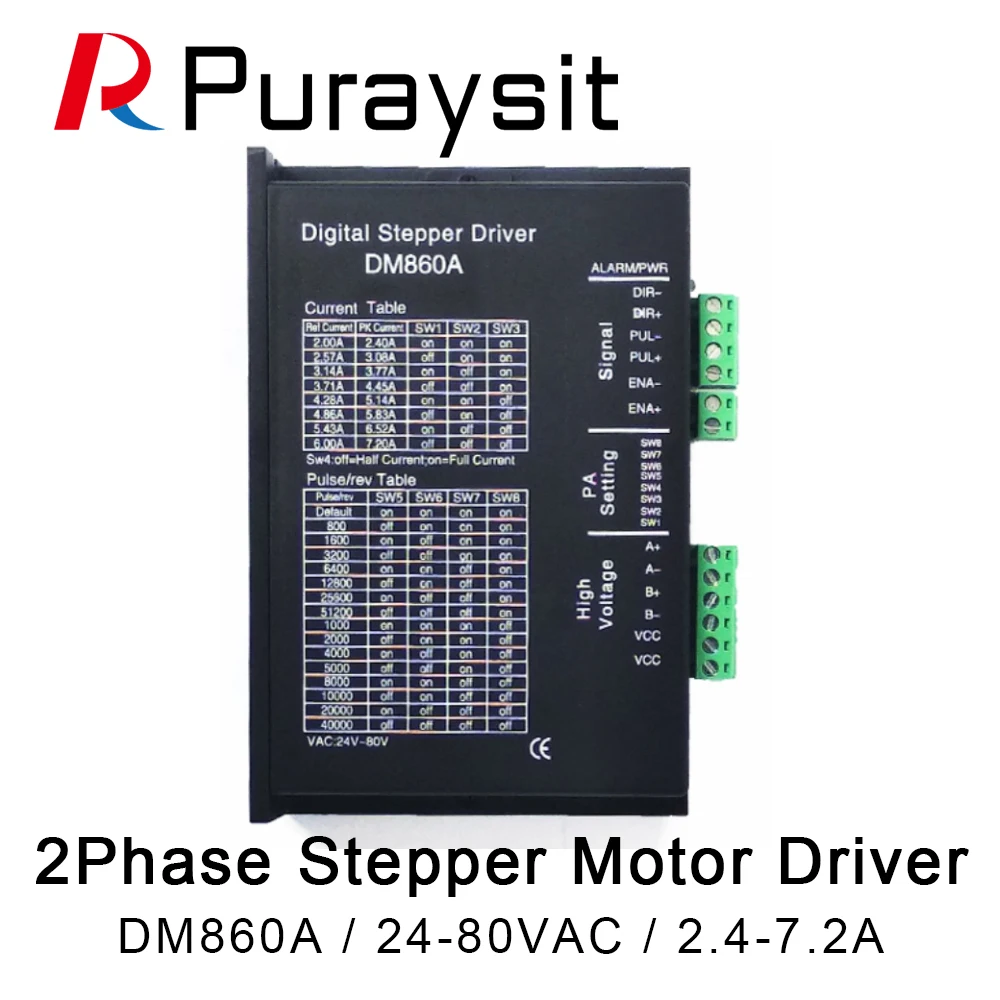 Puraysit Puraysit 86 2Phase DM860A 24-80VAC 2.4-7.2A Digital Stepper Motor Driver with Low Noise