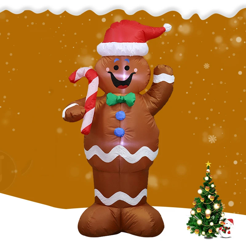 

Christmas Inflatable LED Gingerbread Man Cookie with LED Lights Indoor Outdoor Yard Airblown Decoration Fun Xmas Party Display