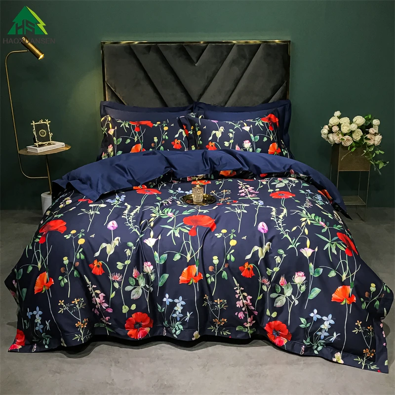 3D Little Flowers In Spring Bedding Sets Bedsheet Pillowcase Quilt Cover Duvet Cover 1000TC High-Density Pure Cotton Super soft