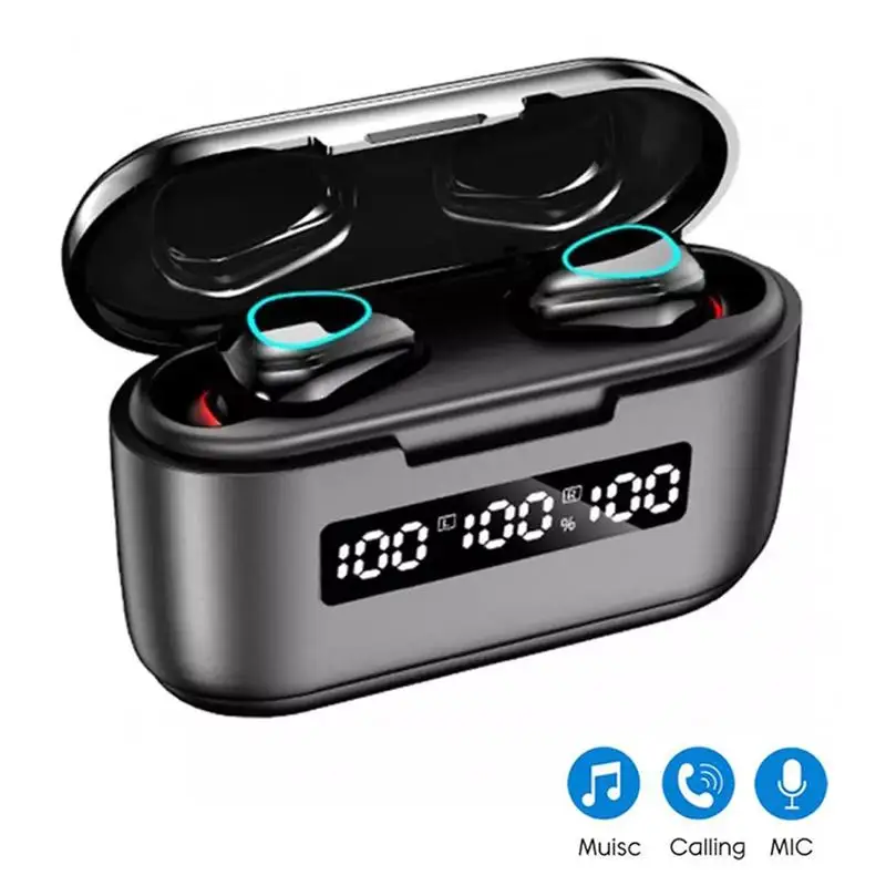 Mini Earphones Double Stereo Wireless Earbuds 3500mAh Music Running Headsets with Microphone for Cell Phones