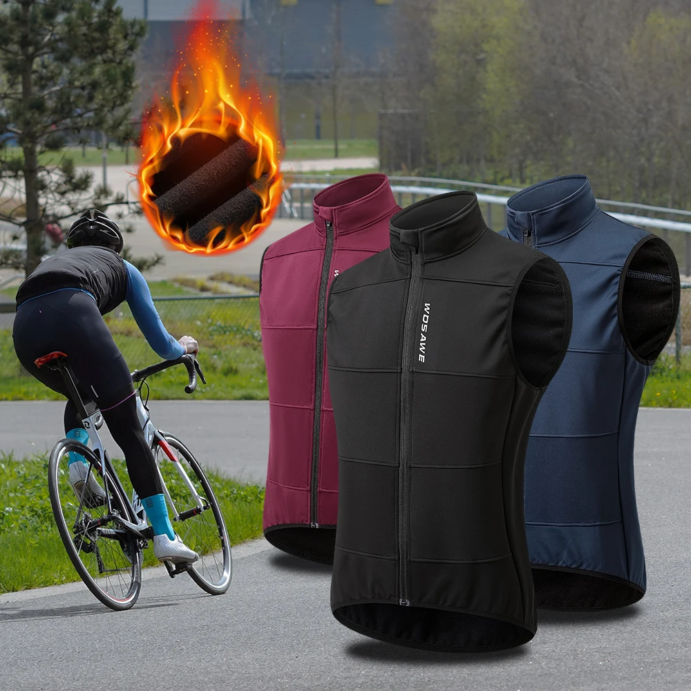 WOSAWE Windproof Cycling Vest Winter Thermal Coat Sleevless Bicycle Reflective Jacket Men Women Running Cycling Wind Gilet