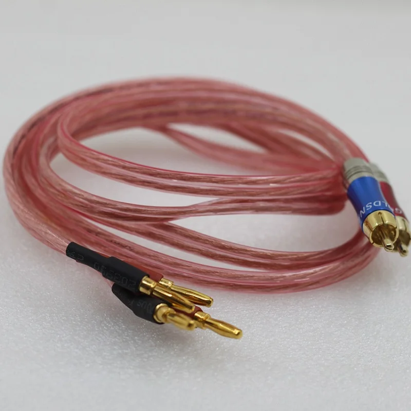 1 para Fever AV Lotus Audio Wire Line One Point Two RCA to 2 Banana Head Conversion Cable Speaker Plugs