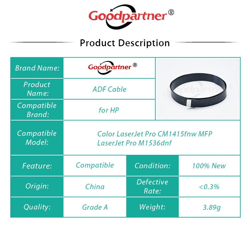 Cable plano ADF para impresora HP LaserJet Pro, accesorio para modelos M1536, M1536dnf, CM1415, CM1415fnw, MFP 100, M175a, M1530, P1566, P1606,