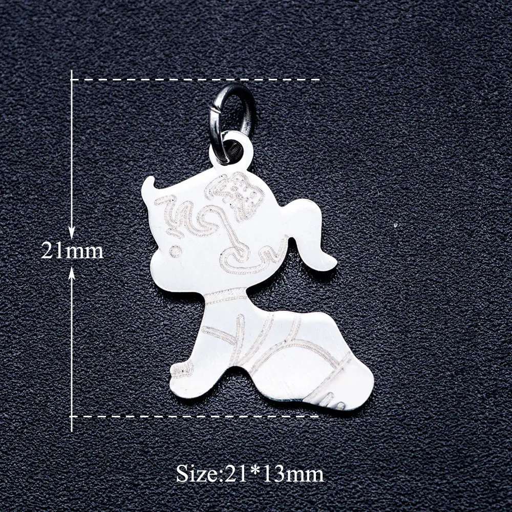 10pcs/lot 316L Stainless Steel Etched Baby Girl Boy Sole DIY Charm Palm Crown Heart Necklace Pendant Wholesale Jewelry Finding