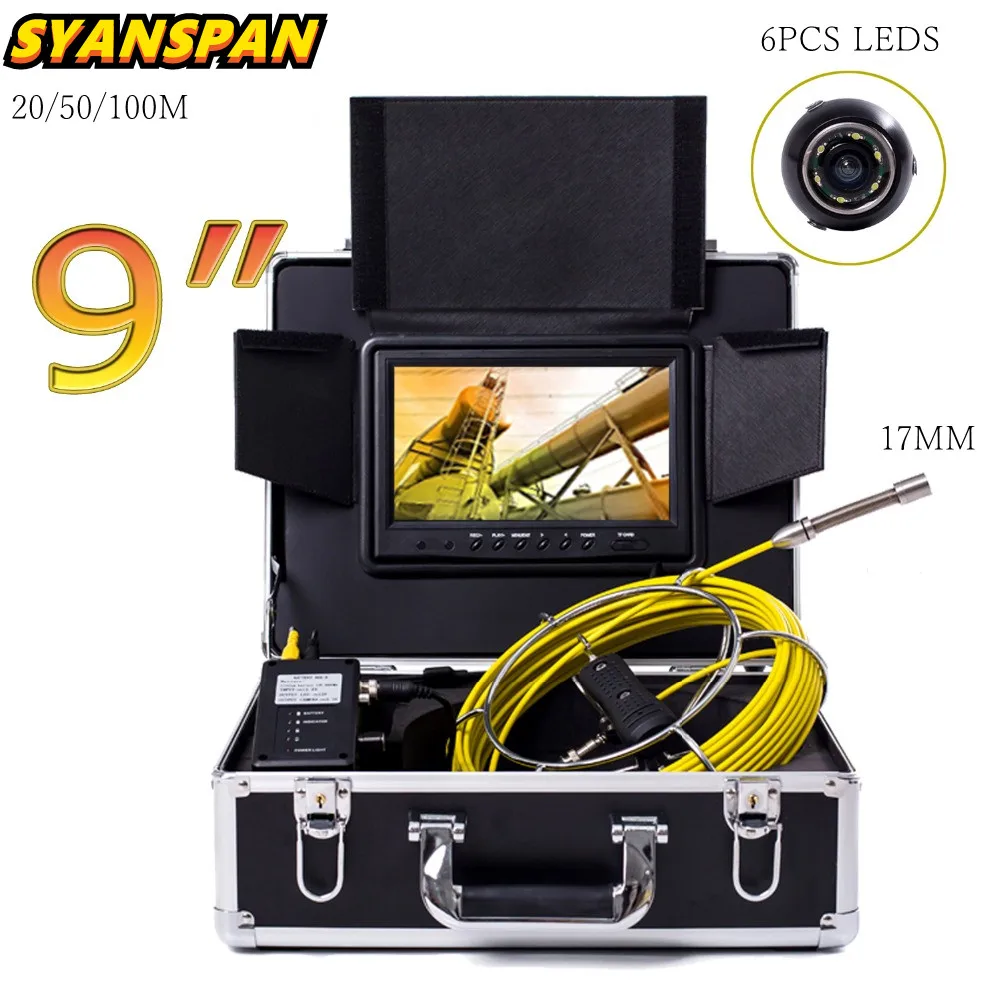 

SYANSPAN HD Hole Pipe Sewer Inspection Camera Borescope IP68 9"1080P Monitor ,Industrial Drain Pluming Endoscope Camera 17mm