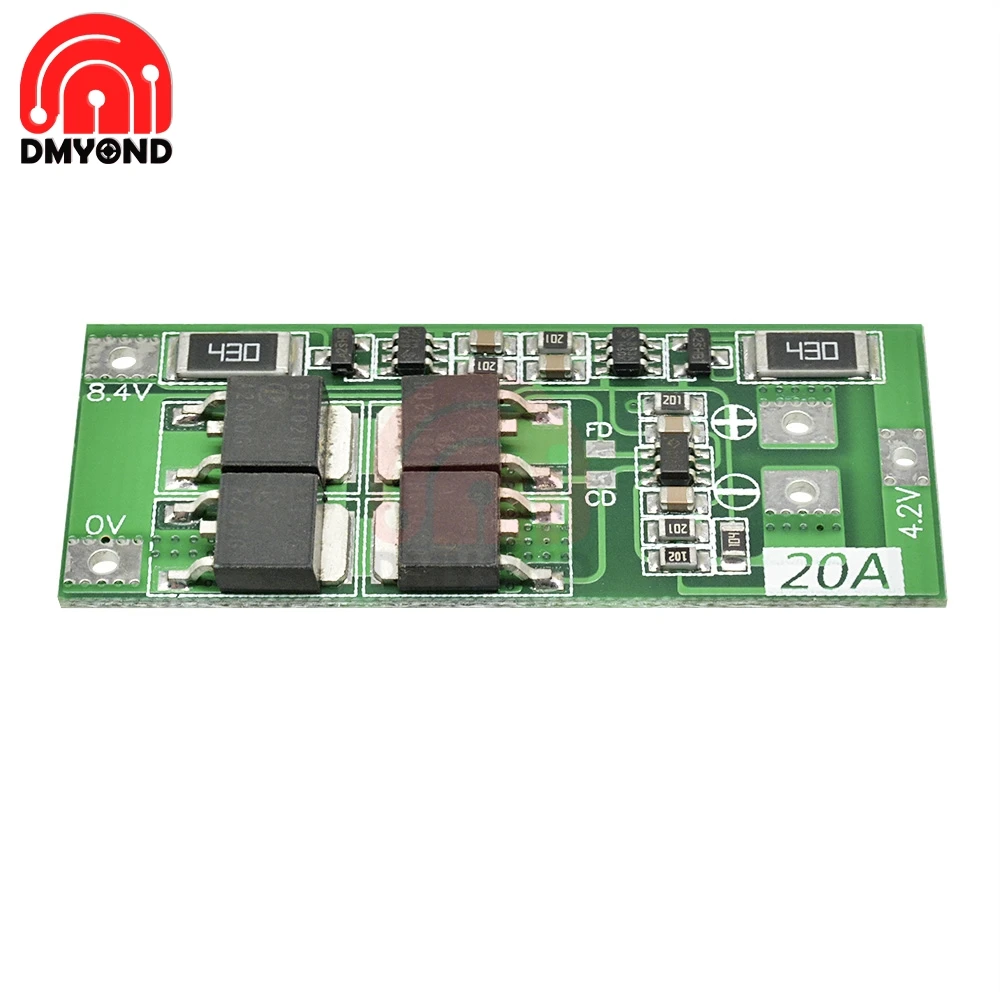 2S 20A Lithium Battery Protection BMS Board Lipo Cell Module with Balancer Intergrated Circuits for Drill Motor Lipo Cell Module