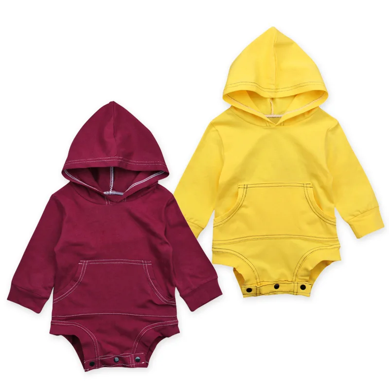 

Baby Rompers Boys Girls Infant Hooded Jumpsuit Cotton Newborn Long Sleeve Bodysuits Toddler Clothing Children Soild Costume A395
