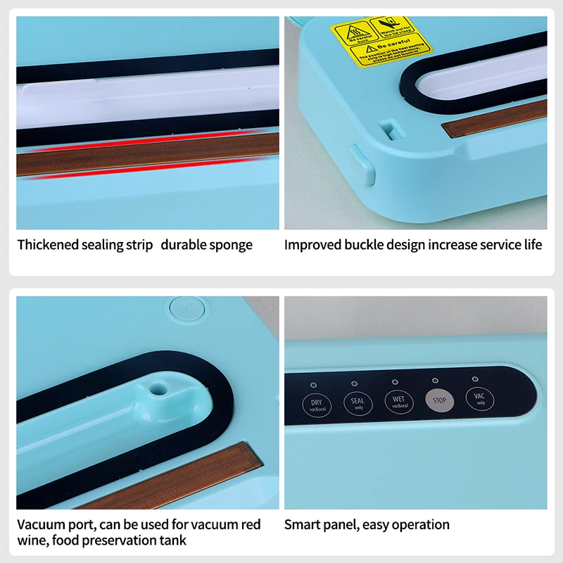 La macchina per sigillare la conservazione degli alimenti per uso domestico 110V della confezionatrice sottovuoto delfino bianca Include un sacchetto sottovuoto da 10 pezzi