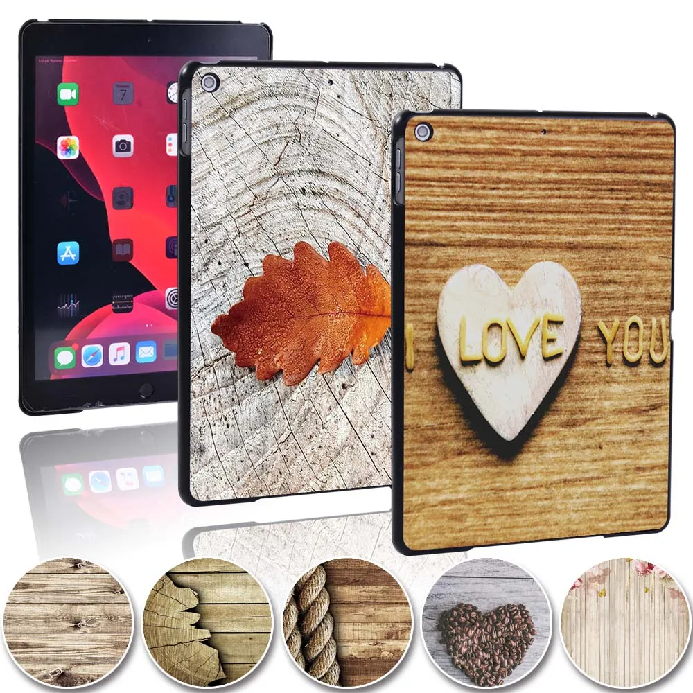 Anti -cratch Hard Shell Plastic Tablet Case for Apple IPad 8 2020 10.2 Inch - New Simple Wood Pattern Back Cover