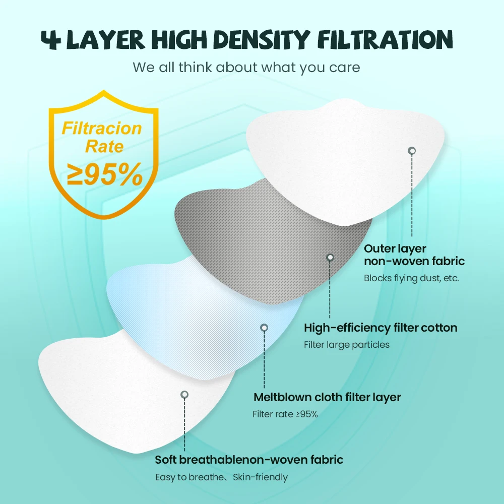mascarillas fpp2 niños CE FFP2 face Masks Children KN95 4 Layers Filter Protective mask mascarilla fpp2 homologada Kids mask