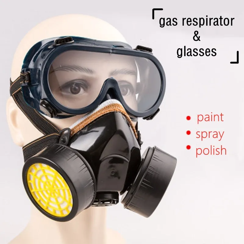 Half-face Gas Respirator Masks with Work Glasses Chemical Anti Particles Painting Industrial Cartridges Safety Protection Mask