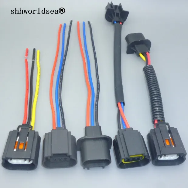 Shhworldsea 1PCS H13 9008ไฟหน้าหลอดไฟชายหญิงสายเชื่อมต่อสายรัดสายไฟปลั๊กอะแดปเตอร์ซ็อกเก็ต H13ผู้ถือหลอดไฟ