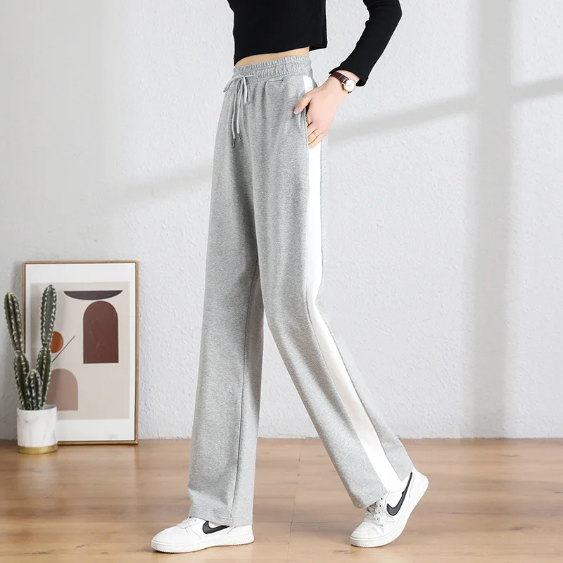 Spring Women Sport Pant Cotton Loose Wide Leg Sweatpant Running Jogger Fitness Gym Workout Casual Track Pant Trouser Sportswear