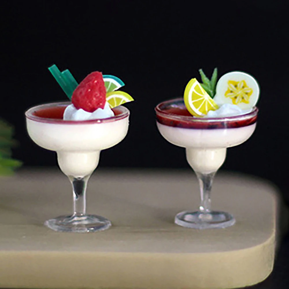 1Pcs 1/12 Dollhouse Miniature Accessories Mini Yogurt Ice Cream Goblet Simulation Drinks Cup Model Toy for Doll House Decoration