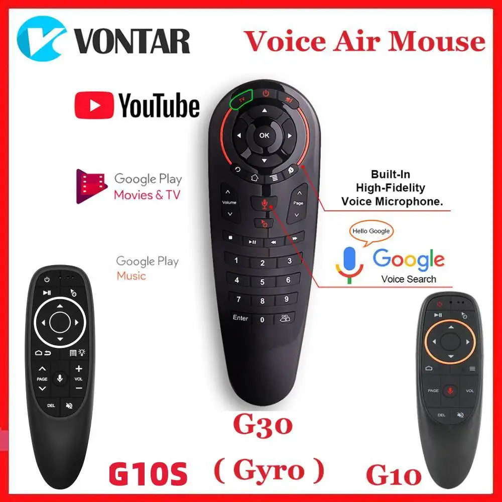 Google Voice Remote Control Gyro Sensing IR Learning Mini 2.4G Wireless Air Mouse Keyboard per Android 11.0 10.0 9.0 TV BOX