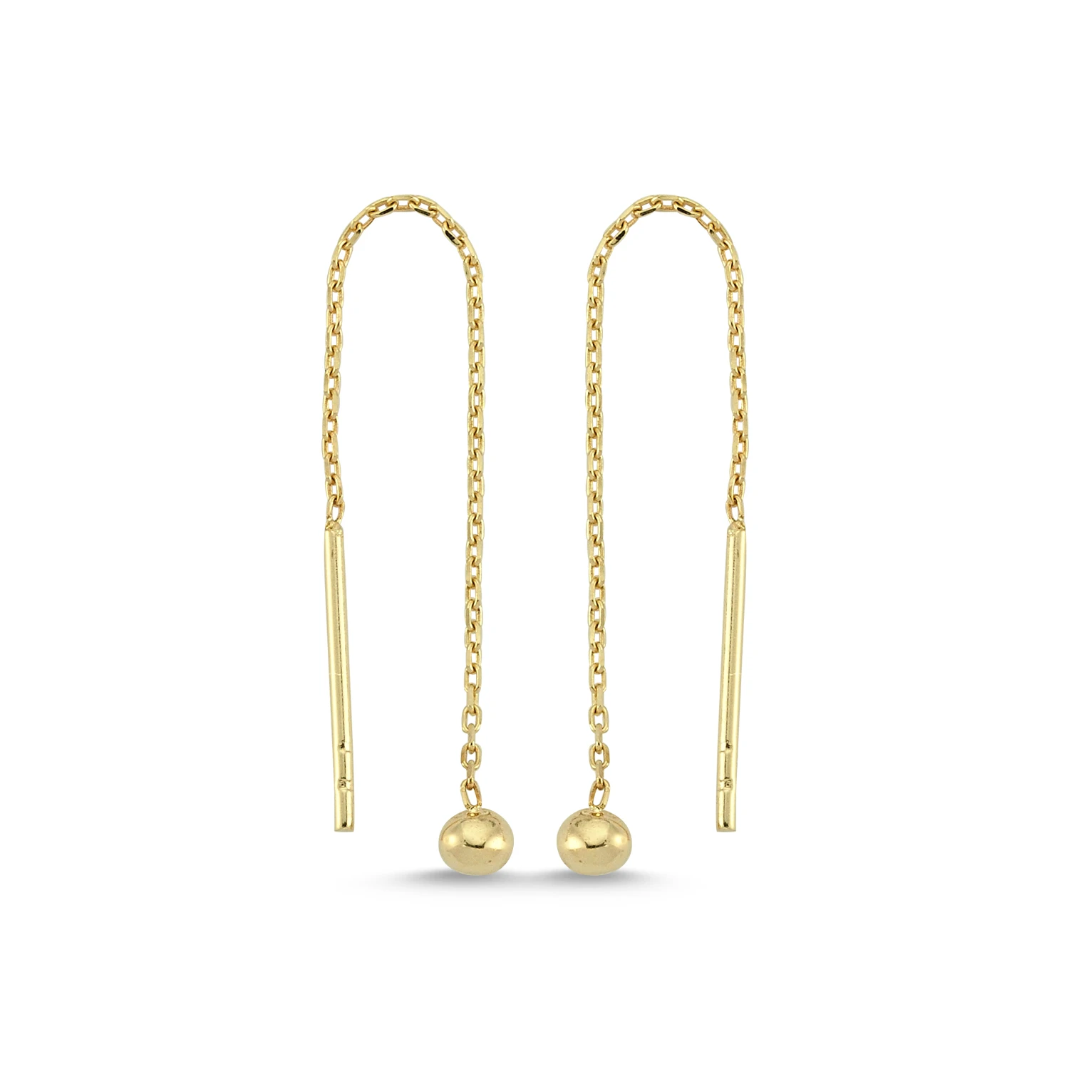 14K Real Gold Mini Eardrops Ball Earrings