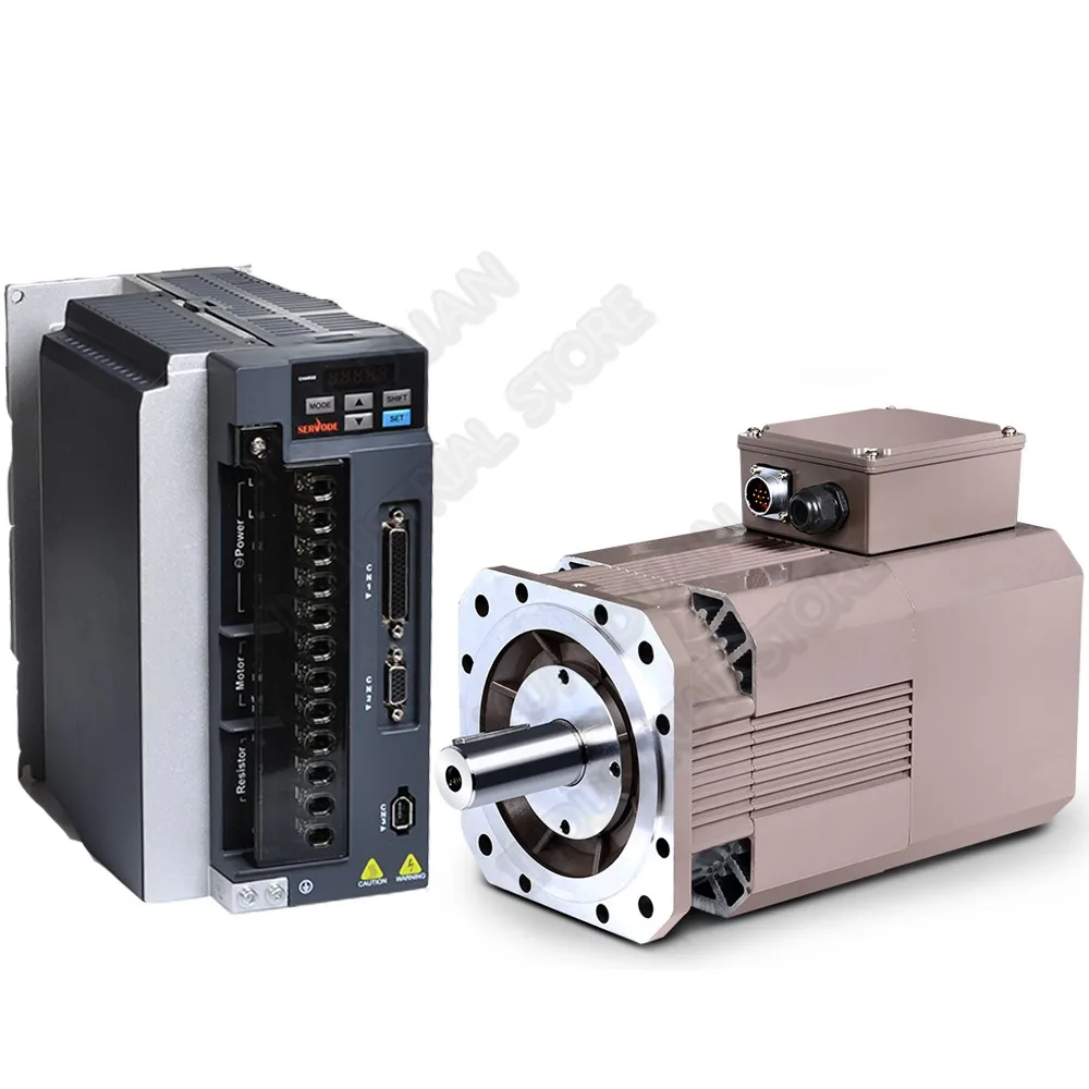 High Speed 8000rpm 2.2kw 3HP 13.8Nm 2000Oz-in 380V AC Servo Spindle Motor Drive Kits 178mm 3PH Constant Power for CNC Lathe