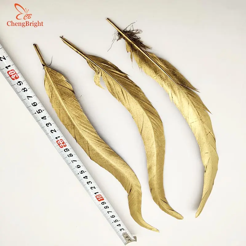 Wholesale 20PCS 30-35CM Gold Natural Rooster tail Feathers For Decoration Craft Cock Feather Christma Diy Pheasant Feather