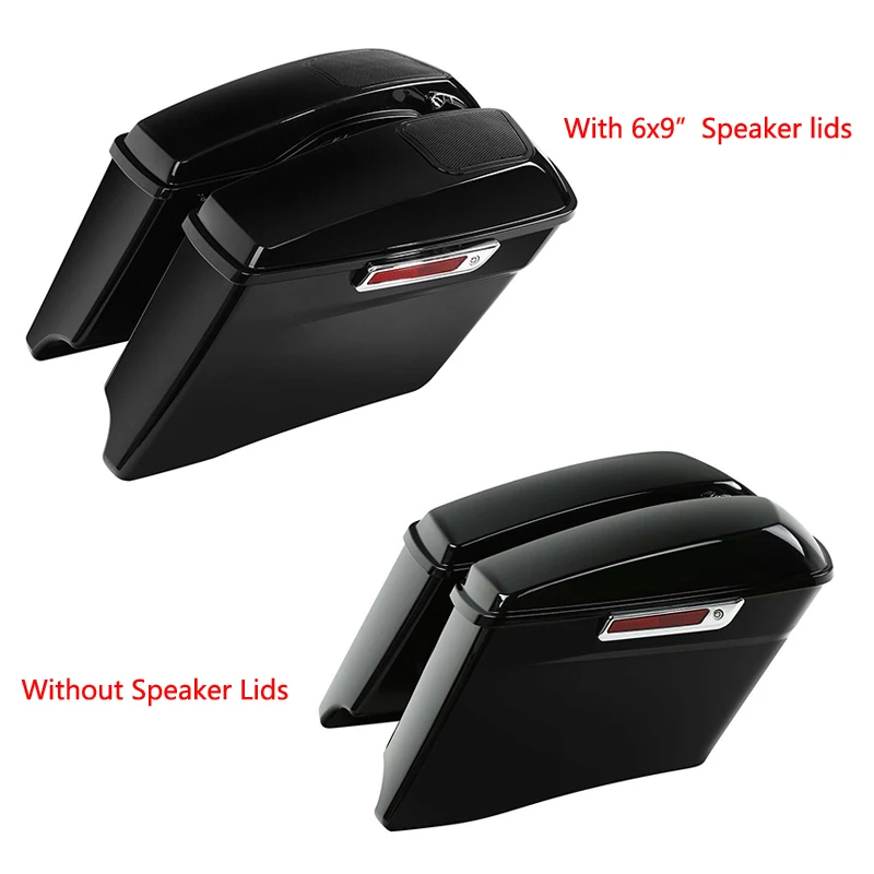 

Motorcycle 4" Extended Stretched Saddlebag 6x9" Speaker Lids For Harley Touring Road King Road Glide CVO 2014-2021