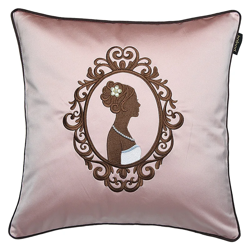 Medicci Home Wedding Cushion Cover Romantic Pink Velvet Couple High Precision Embroidery Throw Pillowcase Valentine' s Day Gift