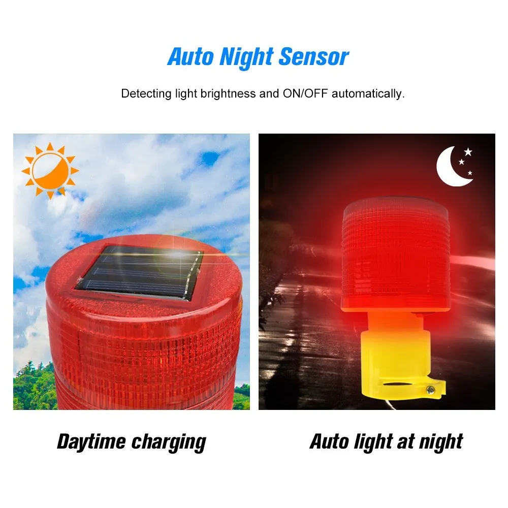 Solar Warning Lights 4pcs Leds Auto Night Sensor Detecting Light Brightness And ON/OFF Automatically