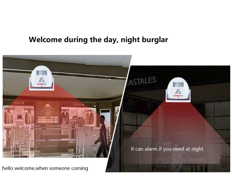 Darho Welcome Chime Alarm Dingdong Wireless Alert Guest Door Bell PIR Motion Sensor For Store Entry Home Security Protection