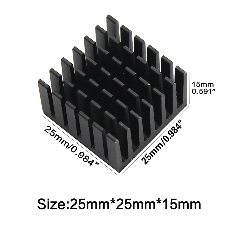 1000PCS 25x25x15mm Aluminum Heatsink Radiator Heat Sink Cooling For Electronic Chip IC 3D printer Raspberry PI