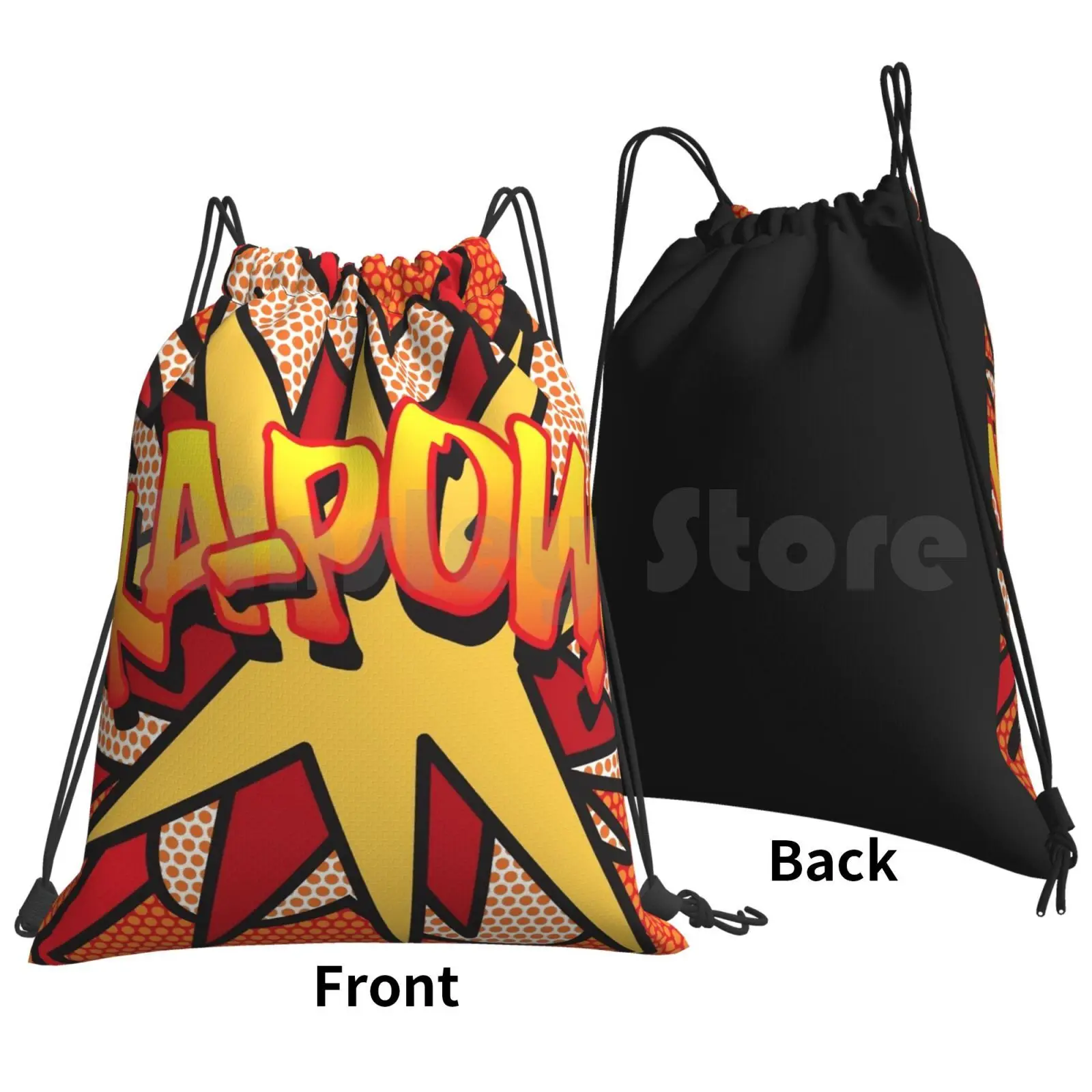 Ka-Pow Comic Book Pop Art Cool Fun Backpack Drawstring Bags Gym Bag Waterproof Ka Pow Pop Art Comic Book Cosplay Comic