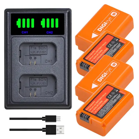 Batterie Li-ion 2160mAh NP-FW50 NPFW50 pour Sony série ZV-E10 A7 A7R A7RII A7II A7SII A7S a6300 a6400 a6500 RX10 et double chargeur LED