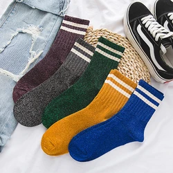 Calze da donna a righe glitterate lucide alla moda rotolo di roccia alla moda scintillante colore brillante calze calde invernali Kawaii Streetwear