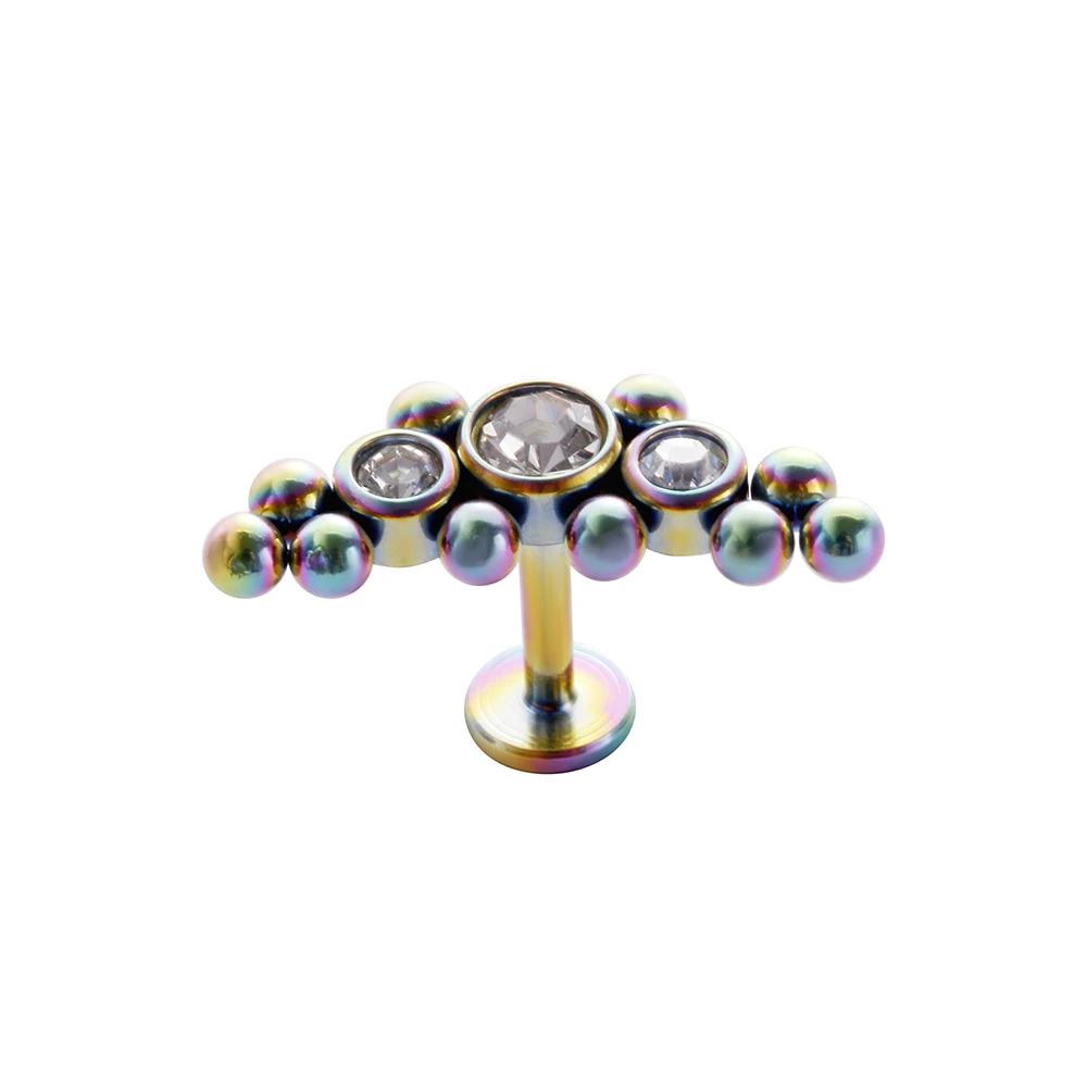 20pcs/Lot Body Jewelry 16GX6MM Surgical Steel  Short Bar Gems Ball Piercing Labret Studs Ear Helix Cartilage Stud New Hot