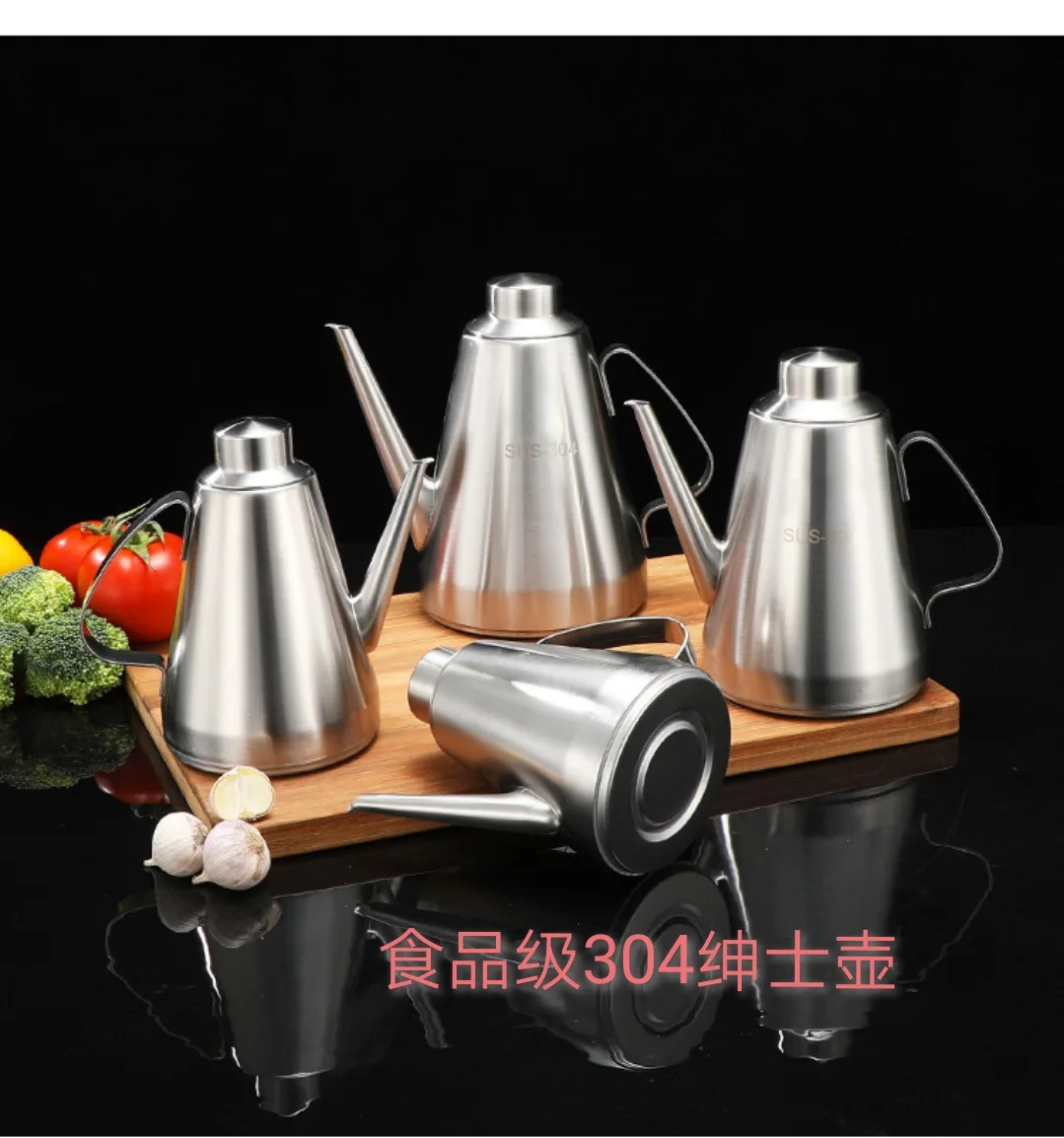 

304 stainless steel Rome pot gentleman pot thickened leak-proof oil bottle kitchen oil tank with lid soy sauce vinegar bottle