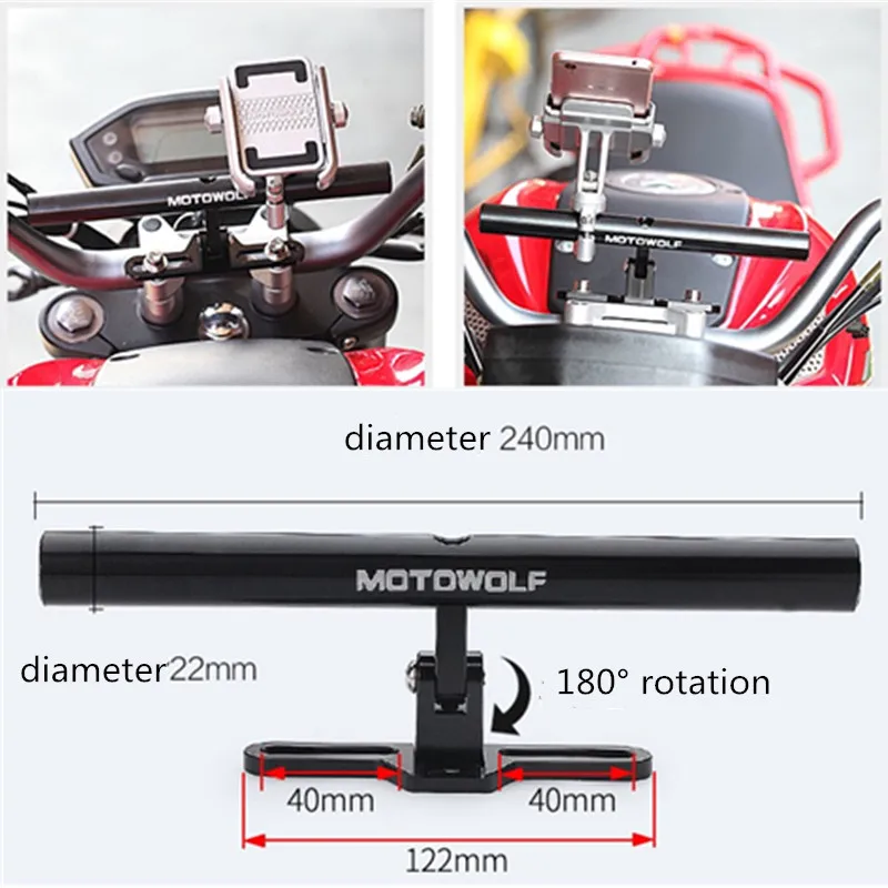 Universal Motorcycle/Scooter/Sport-bike/Cycle Reinforced Crossbar Motor Phone/GPS/Spotlight/Headlights Mounting Bracket